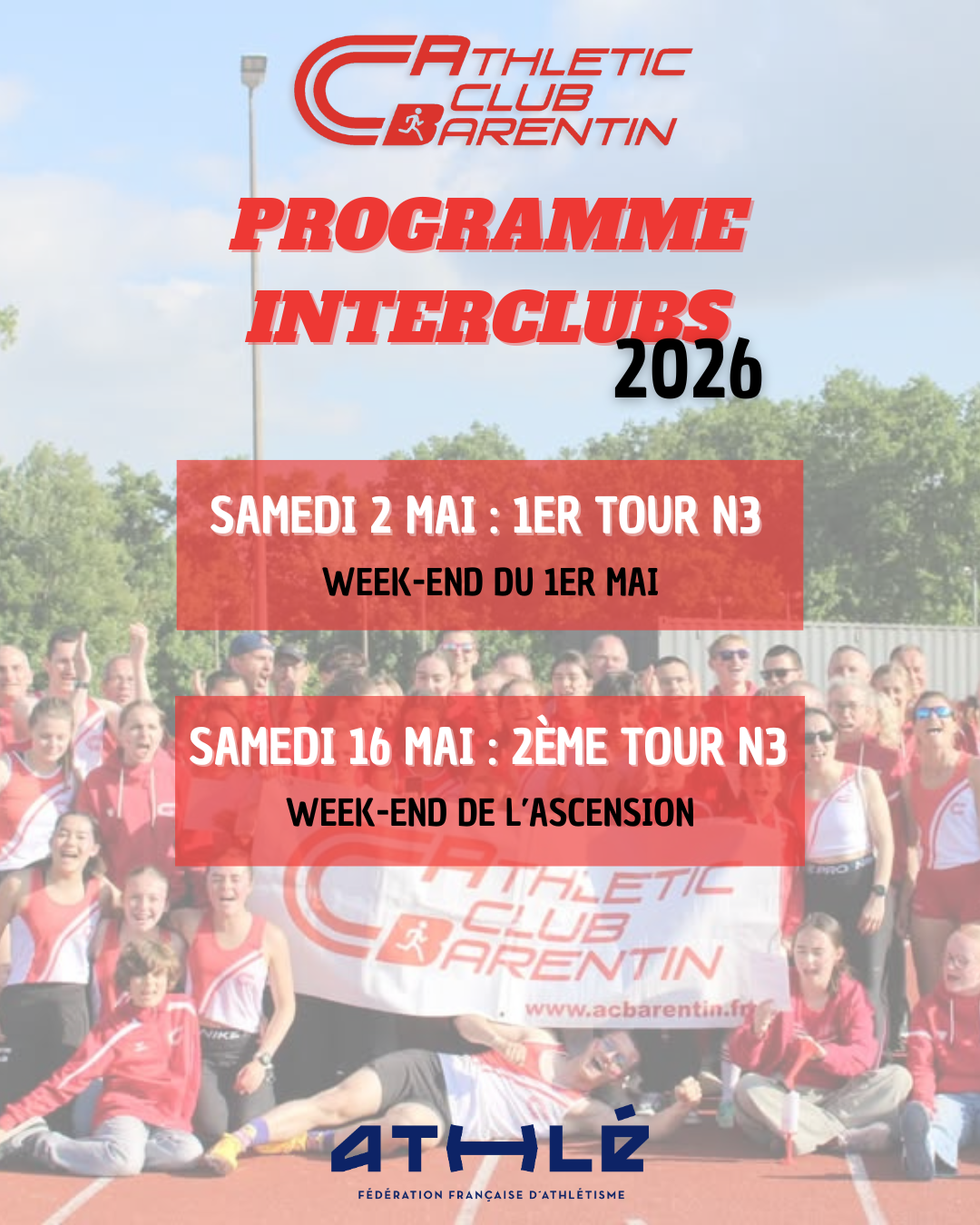 📢 Programme des Interclubs 2026 ⚪🔴